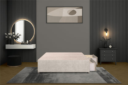 Bed Centre Flexby Divan Bed Base Only with 2 Drawers (Same Side), No Headboard - Available in 3FT, 4FT, 5FT & 6FT