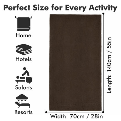Novo Home Bath Towels Set of 4 – 550 GSM 100% Cotton Dark Brown Extra Large Towels for Bathroom, Spa Use (70x140 cm)