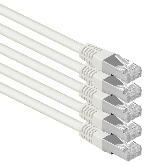 1aTTack.de 1 m white - 5 pieces Cat.6 patch cable network cable CAT6 S-FTP Gigabit Lan PIMF CAT 6 copper CU halogen-free Internet DSL game console