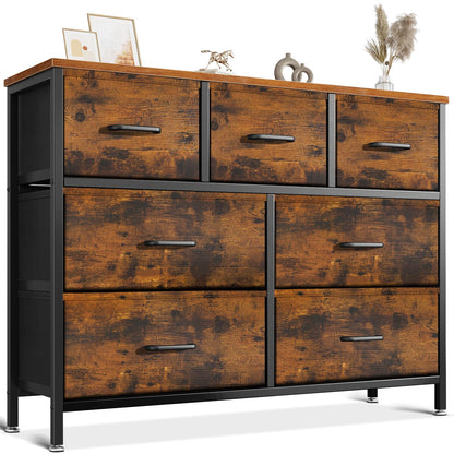 Coleshome Chest of Drawers Bedroom with 7 Drawers, Fabric Drawers, Vintage