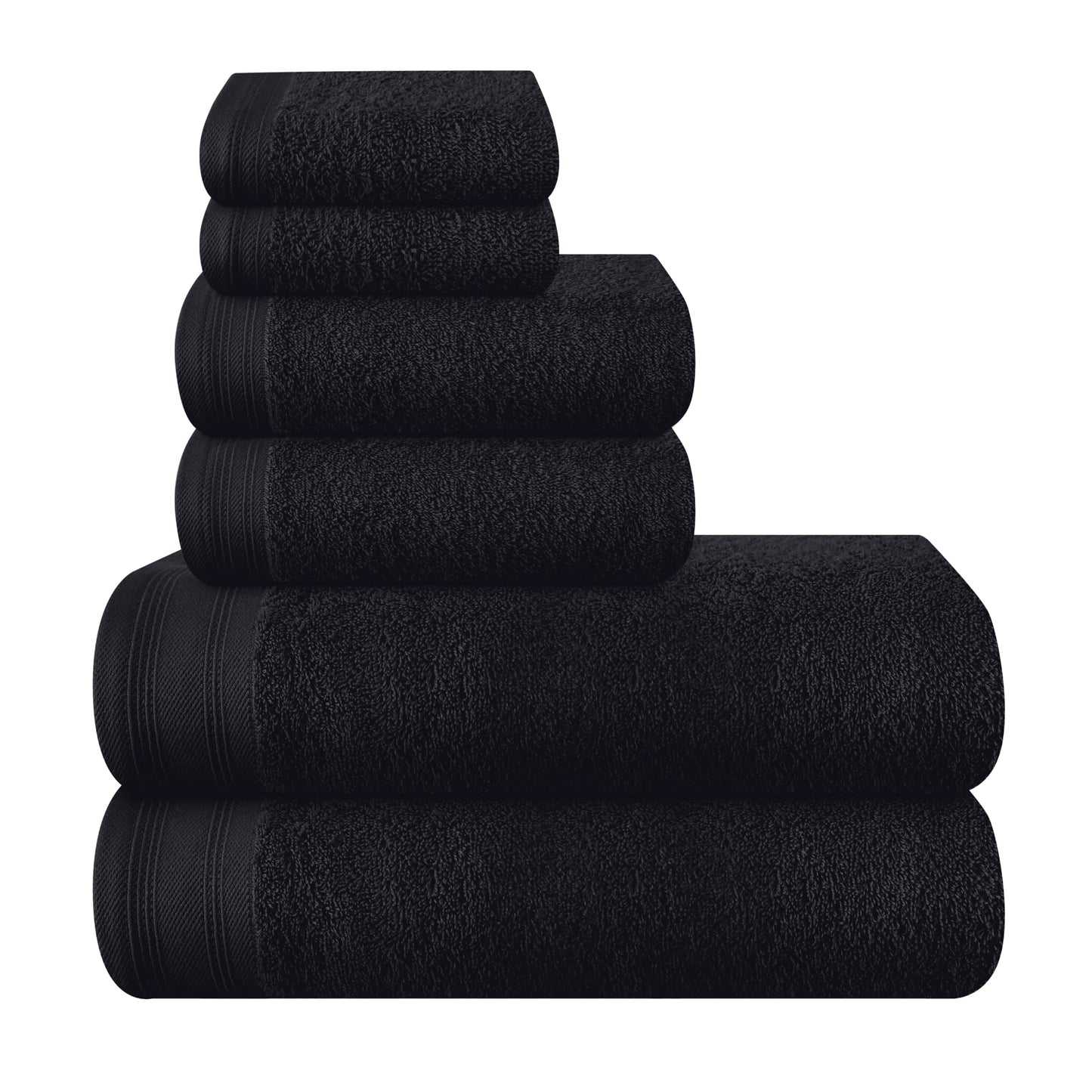 MALLONI HOME Ultra Soft 6 Pack Cotton Towel Set, Includes 2 Oversized Bath Towels 70 x 140 cm, 2 Hand Towels 40 x 60 cm and 2 Washbeds 30 x 30 cm