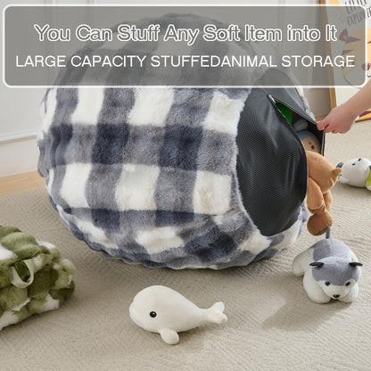 Fluffy Faux Rabbit Fur Bean Bag Chair Cover(No Filler),Cozy Shaggy Bubble Stuffed Animal Storage Large Bean Bag Cover for Bedroom Living Room,Fuzzy