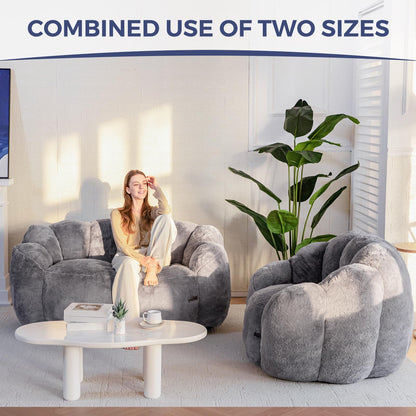 MAXYOYO Floral Shaped Bean Bag Sofa, Includes Filling, Faux Fur Fabric