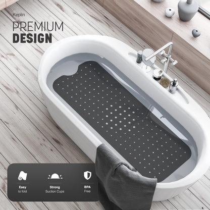 KEPLIN Premium Non-Slip Bath Mat - 200 Suction Cups, BPA, Latex Free, Mildew Resistant, Machine Washable - Safe