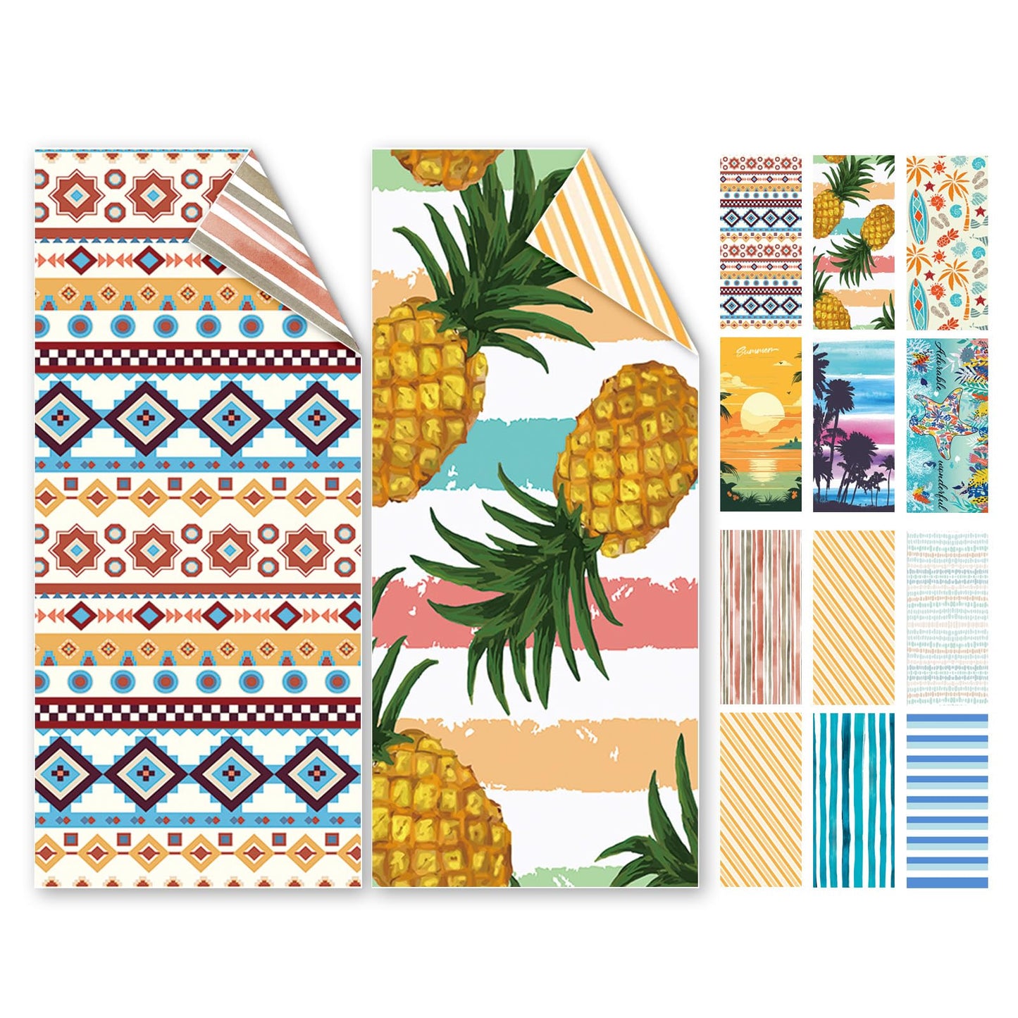 Microfibre Beach Towels for Adults, 2 Pack 180 ? 95 cm Sand Free & Lightweight Beach Towel with Storage Bag, 250 GSM Fast Absorb and Quick Dry Beach