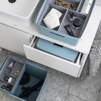 IDEA HOME FLEXISTORE Storage Box 5L – Durable Organizer with Lid and Handles – Unbreakable Plastic – Denim Blue Storage Container for Home and Office