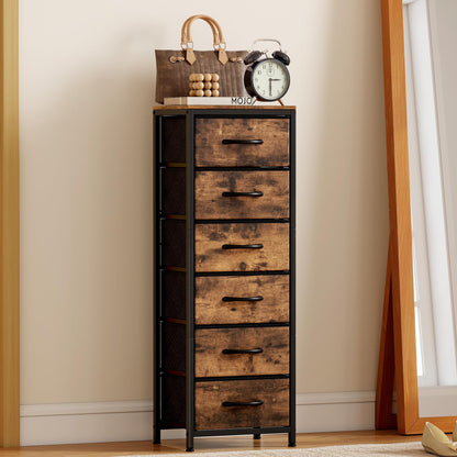 Turosur Chest of Drawers, Tall Chest of Drawers with 6 Fabric Drawers, Fabric Dresser for Bedroom, Living Rooms, Entryway Hallway