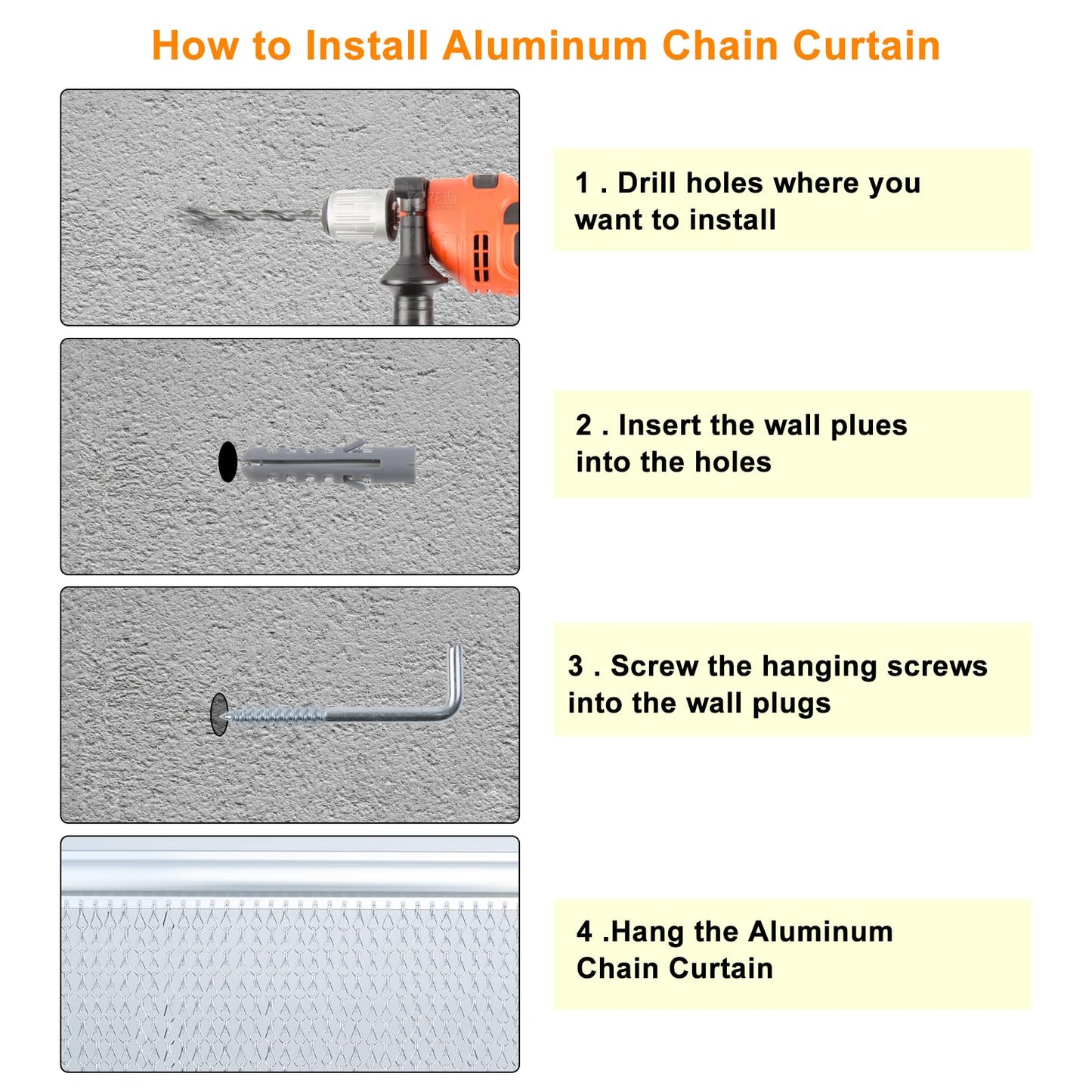 Chawniao 100cm x 210cm Premium Aluminium Fly Door Chain Curtain for doorways, Fly Screens Metal Insect Screen Blinds