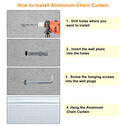 Chawniao 90cm x 210cm Premium Aluminium Fly Door Chain Curtain for doorways, Fly Screens Metal Insect Screen Blinds