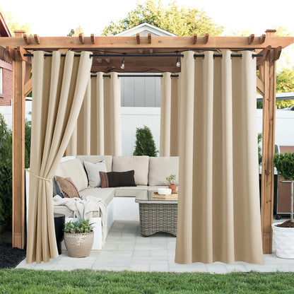 PONY DANCE Outdoor Curtains, Sun Protection & Privacy Screen, Balcony Curtain, Outdoor Curtain, Waterproof Eyelet Curtain, Gazebo & Patio Curtains, H