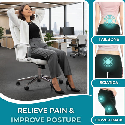 Famjoy Memory Foam Seat Cushion – Ergonomic U-Shaped Support for Back, Hip & Tailbone Pain Relief – Washable Non-Slip Cover – Black