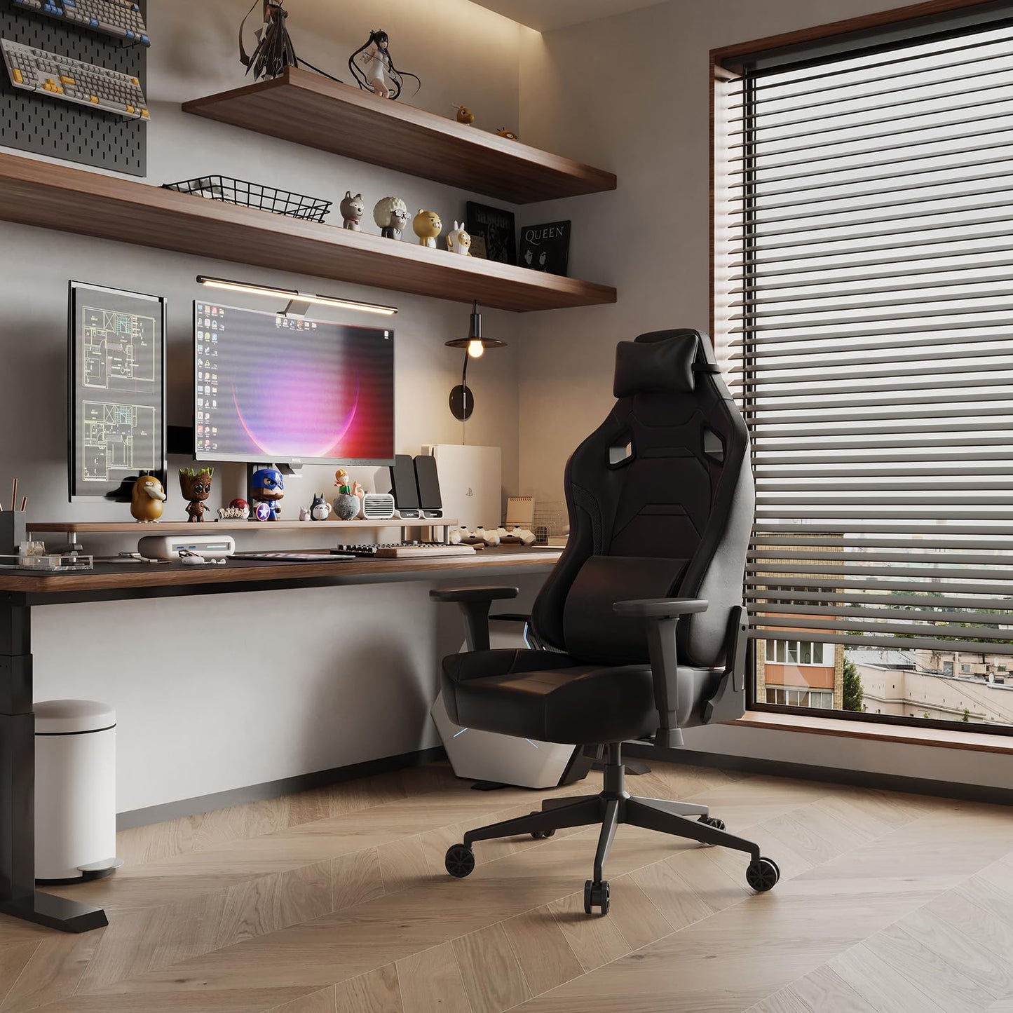 JUMMICO Suede Gaming Chair, Ergonomic Office Chair with 3D Armrests, Desk Chair with Wider Backrest for Gaming, Working, Study