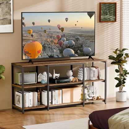 Aquzee TV Stand, 148 cm TV Stand Cabinet, 3 Tier Wooden TV Console Table Unit with Storage