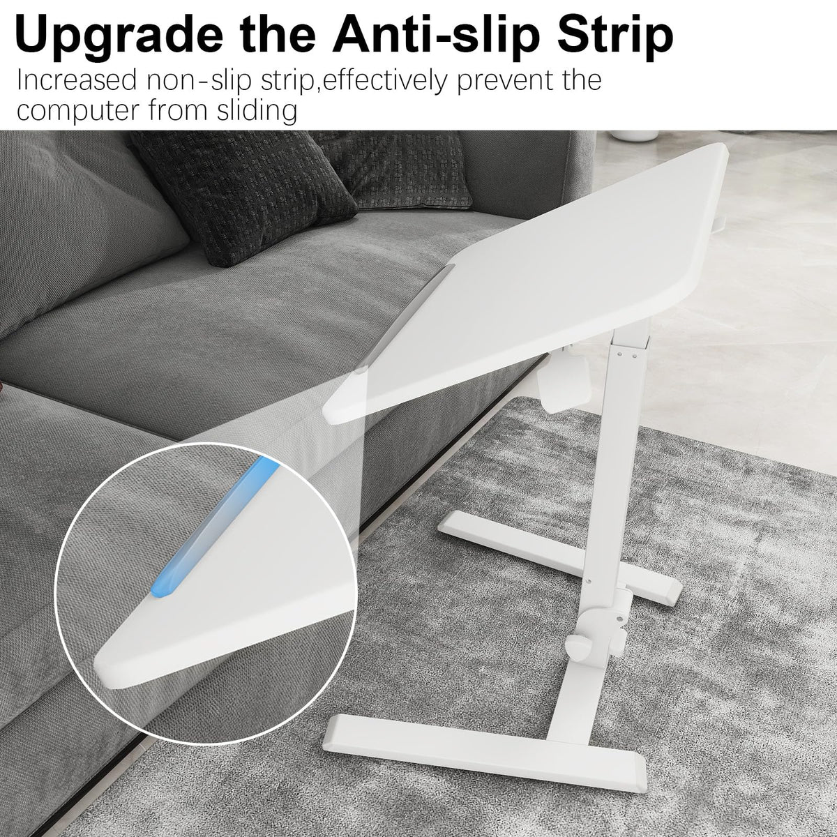 PUNCIA Adjustable Height Small Standing Desk Foldable Laptop Table White