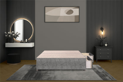Bed Centre Flexby Divan Bed Base Only with 2 Drawers (Same Side), No Headboard - Available in 3FT, 4FT, 5FT & 6FT