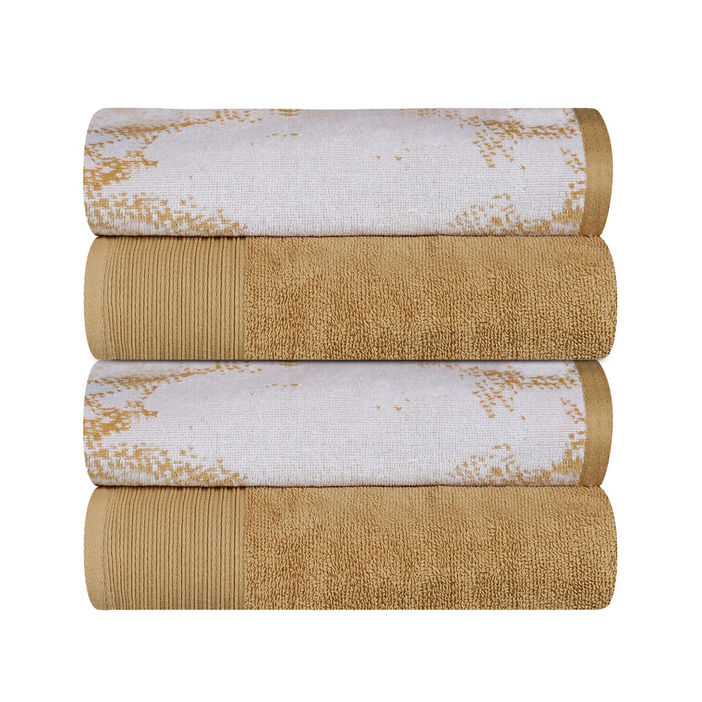 Superior Cotton Solid and Marble Bath Towel Set of 4, Quick Drying Body Towels, Large, Highly Absorbent, Soft, Modern Decorative Bathroom Accessories,