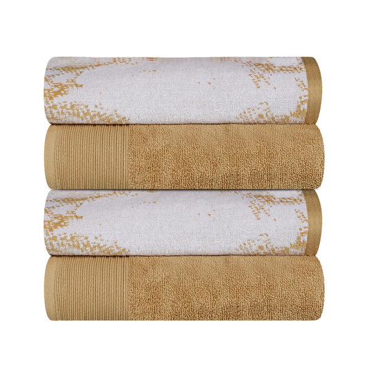 Superior Cotton Solid and Marble Bath Towel Set of 4, Quick Drying Body Towels, Large, Highly Absorbent, Soft, Modern Decorative Bathroom Accessories,
