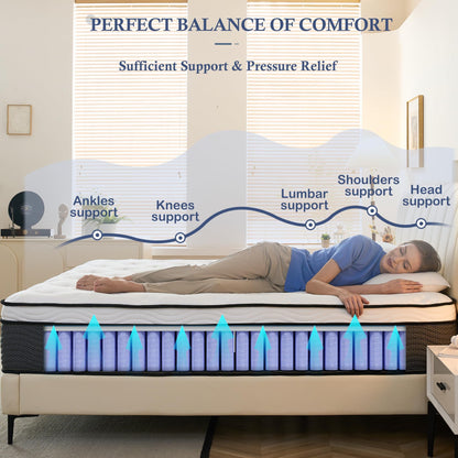 Bednew Single Size Mattress 3FT, 11 Inch Innerspring Hybrid Mattress with Breathable Foam and Pocket Spring For Gentle Support and Cool Comfort Sleep