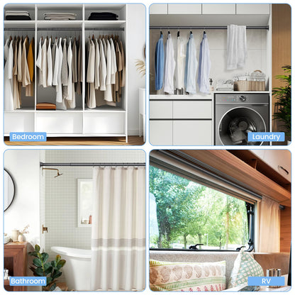 Ruiony Wardrobe Rail, 43 to 173 CM Heavy-Duty Stepless Adjustable Wardrobe Hanging Rail, 3.3 CM Diameter Metal Wardrobe Pole for Wardrobes
