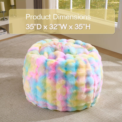 Fluffy Faux Rabbit Fur Bean Bag Chair Cover(No Filler),Cozy Shaggy Bubble Stuffed Animal Storage Large Bean Bag Cover for Bedroom Living Room,Fuzzy