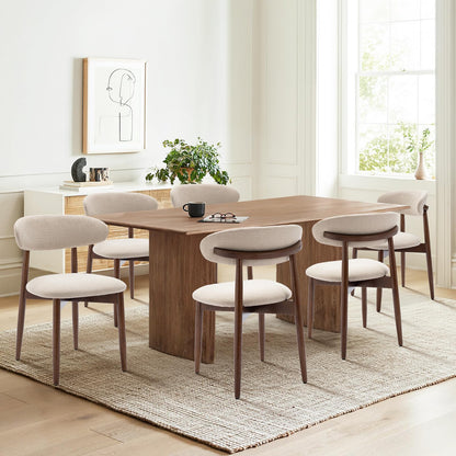 COLAMY Modern Dining Chairs Set with Wooden Legs – Upholstered Fabric Dining Room Chairs with Curved Backrest, Soft Cushion Seat