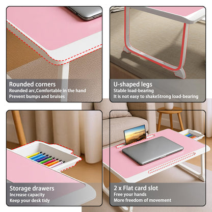 Lap Desk, Bed Table with Drawer, for Laptop, Reading, Writing, Eating & Watching Movies on Bed, Sofa, or Floor, Office and Home (Red)