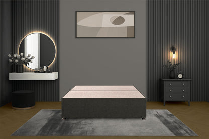 Bed Centre Bliss Grey Linen Divan Base – 4FT6 Double (135×190 cm) | No Drawers, No Headboard | Orthopaedic Platform Support | Breathable Linen