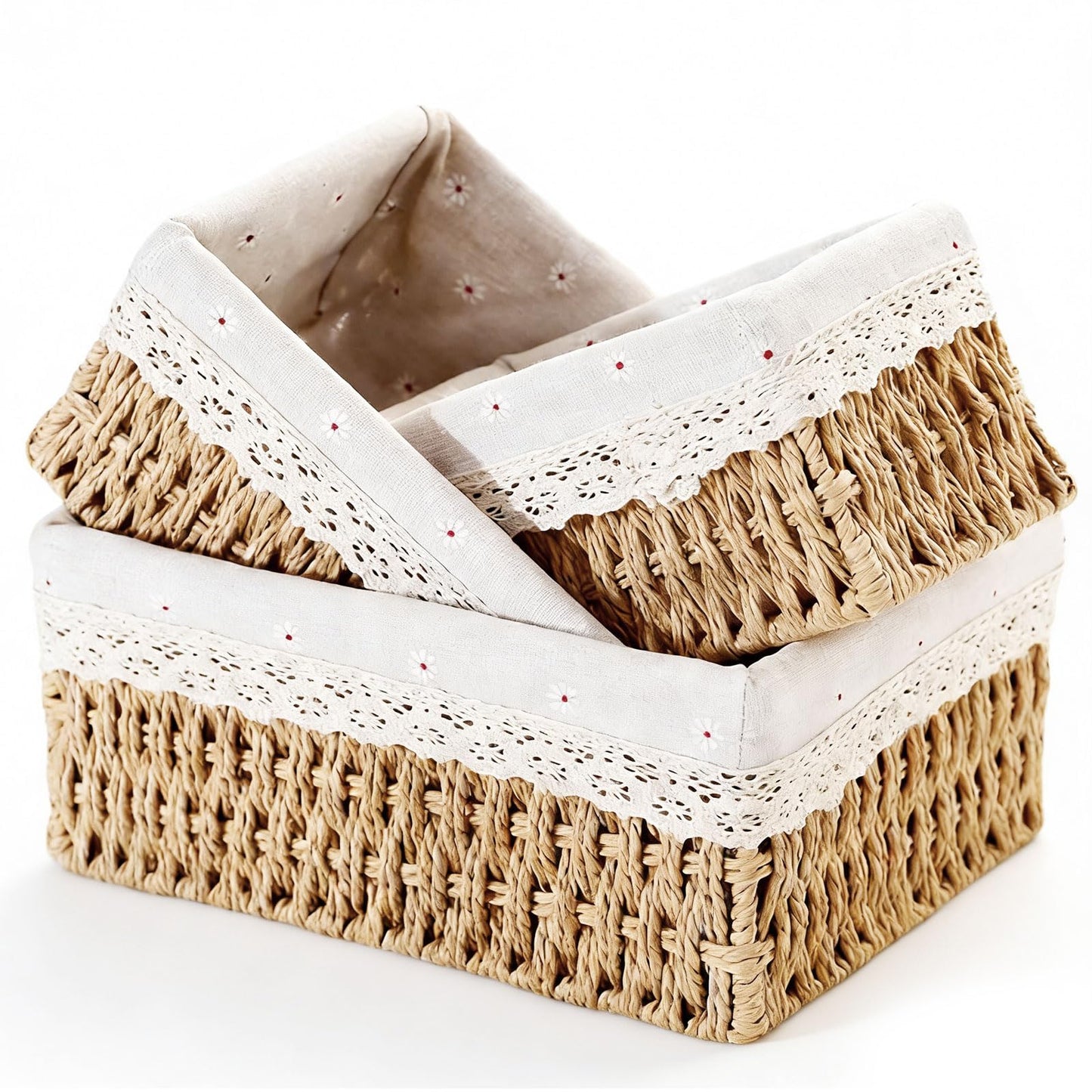 Set of 3 Storage Baskets, 3 Sizes Wicker Bathroom Basket
