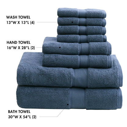 Madison Park SIGNATURE 800GSM 100% Cotton Luxurious Bath Towel Set, Slate Blue, Multi-Sizes