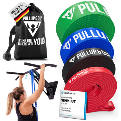 PULLUP & DIP Resistance Bands Pull Up Bands for Assisted Pull Ups, Calisthenics, Crossfit, Pull Up Bar; Premium Fitness Bands (LIGHT + MEDIM + STRONG