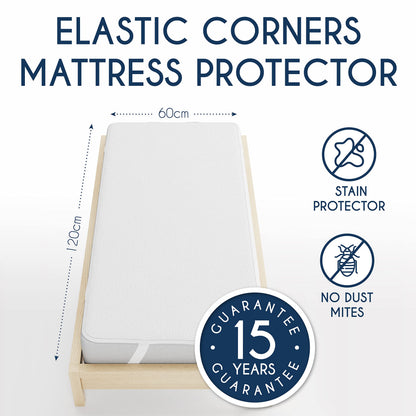Dreamzie Mattress Protector Waterproof with 4 Elastic Corners - OEKO-TEX® Certified- For Mattress 60 x 120 cm