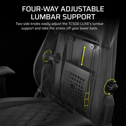 Corsair TC500 LUXE Gaming Chair – Premium Breathable Fabric – Wide Seat – Five-Way Adjustable Armrests – Adjustable Built-In Lumbar Support