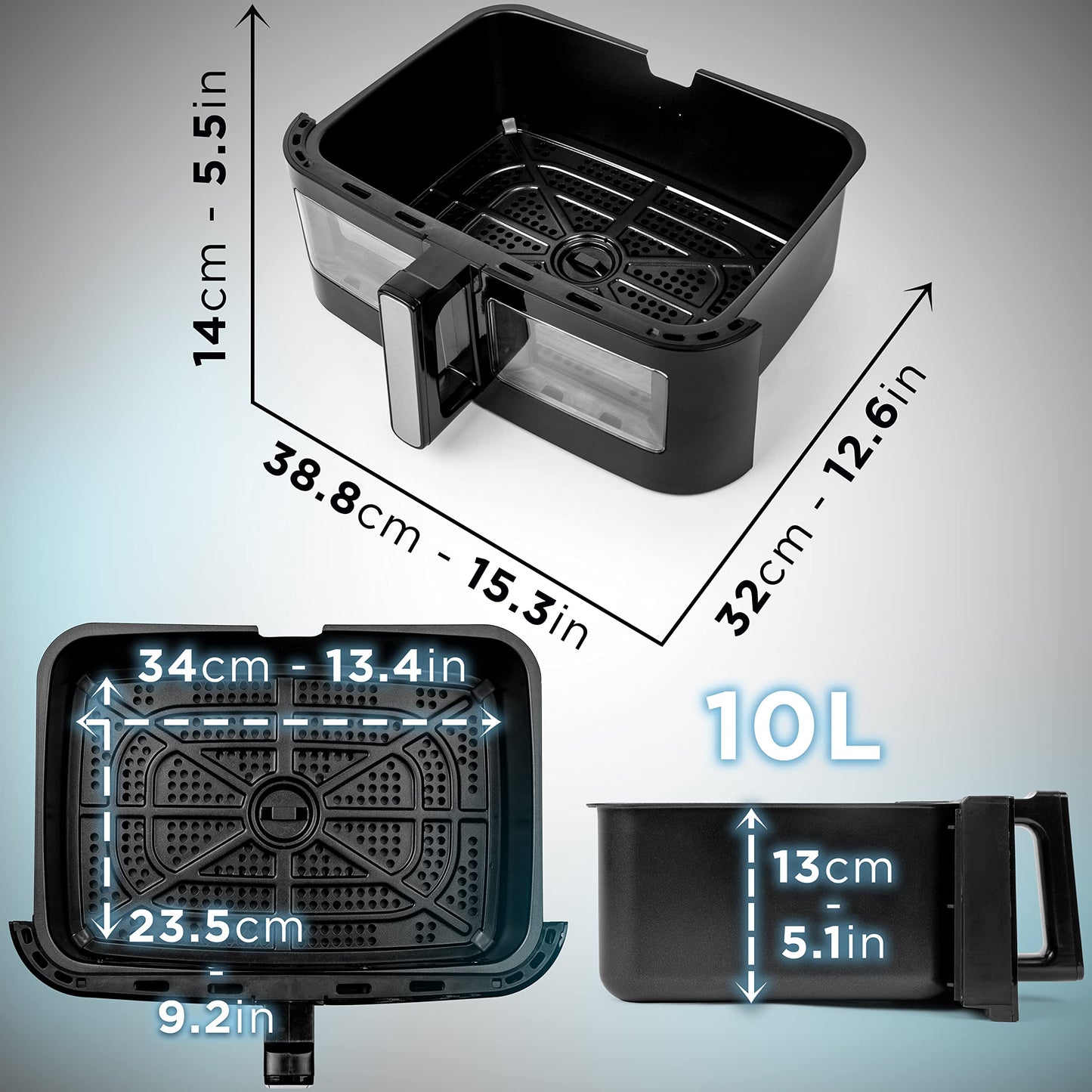 Duronic Large Drawer AFD1 | LARGE DRAWER ONLY | 10L Drawer Specifically for the Duronic AF24 Air Fryer, One Big Sync Cook Cooking Tray for Dual Zone