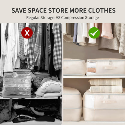 DIMJ Space-Saving Compression Storage Bags - 2 Pack Foldable Duvet Storage Organisers Large Compression Packing Cubes with Clear Window for Moving