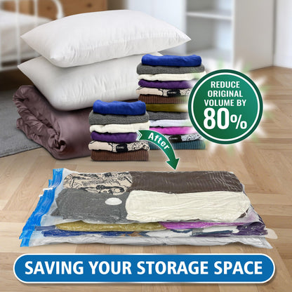 Oumaru Vacuum Storage Bags for Clothes, Vacuum Bags, Space Saver Bags for Clothes, Duvets and Pillows, Hand Pump Included, Pack of 10, Jumbo Size