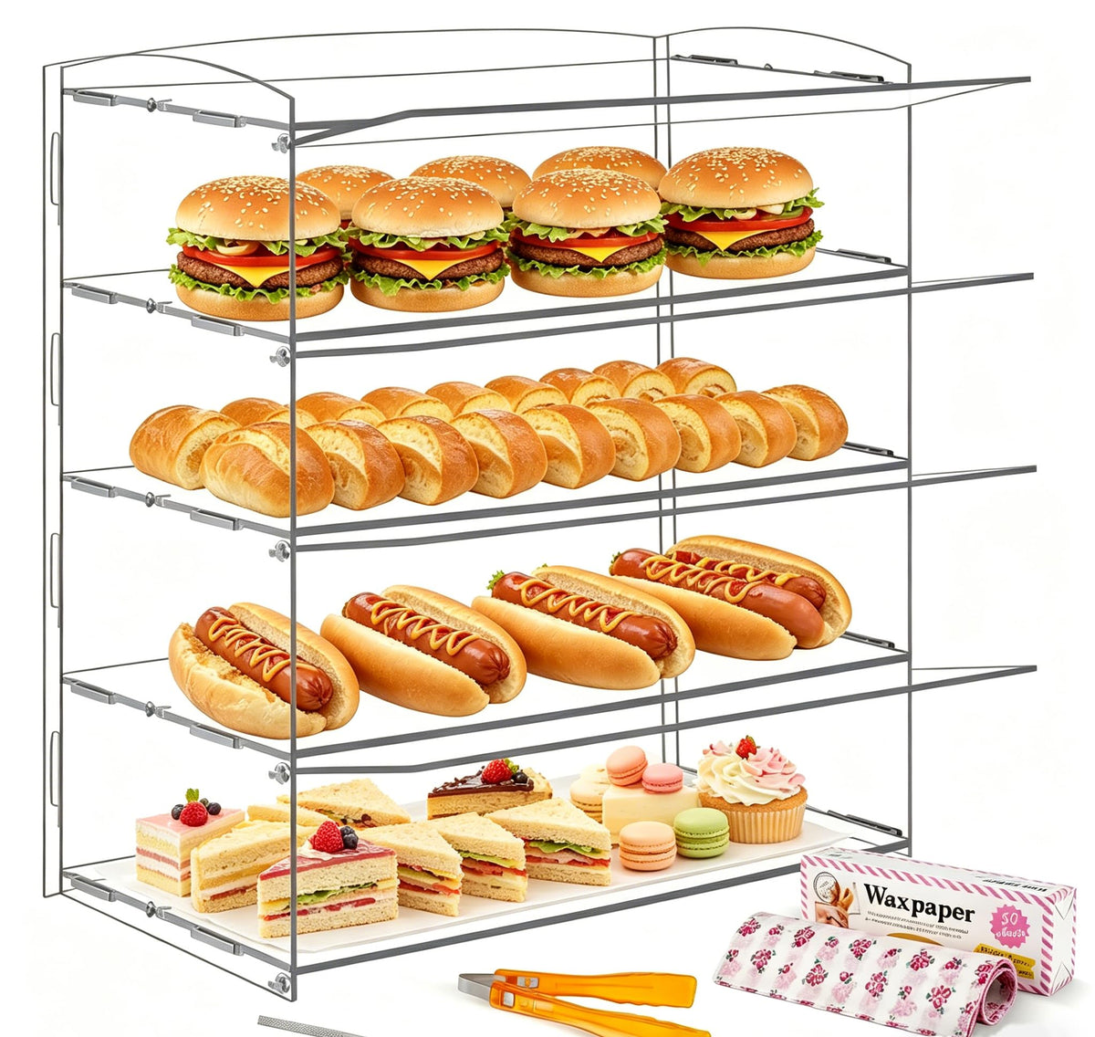BAOSHISHAN Acrylic Pastry Display Case 4-Tier Cake Display Cabinet