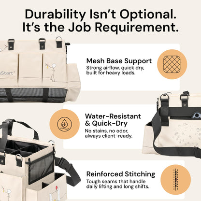 FifthStart Multipurpose Cleaning Caddy with Handle, Waist & Shoulder Strap - Nappy Caddy - 9 Pockets & Easily Cleaned