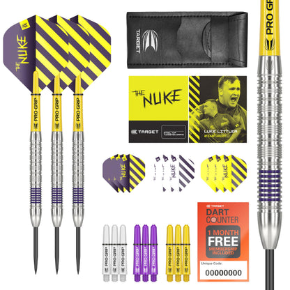 TARGET Darts Luke Littler 80% Tungsten Steel Tip Darts Set, 22G | Professional Dart Kit, Pro Grip Shafts, Pro Ultra Flights, Dart Wallet Included |
