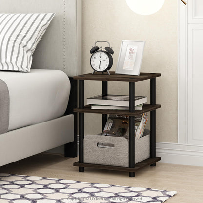 Furinno TURN-N-TUBE Side Table, 3-Tier End Table, Open Shelves Nightstand, Night Stand, Bedside Table, Easy Assembly, for Living Room, Bedroom