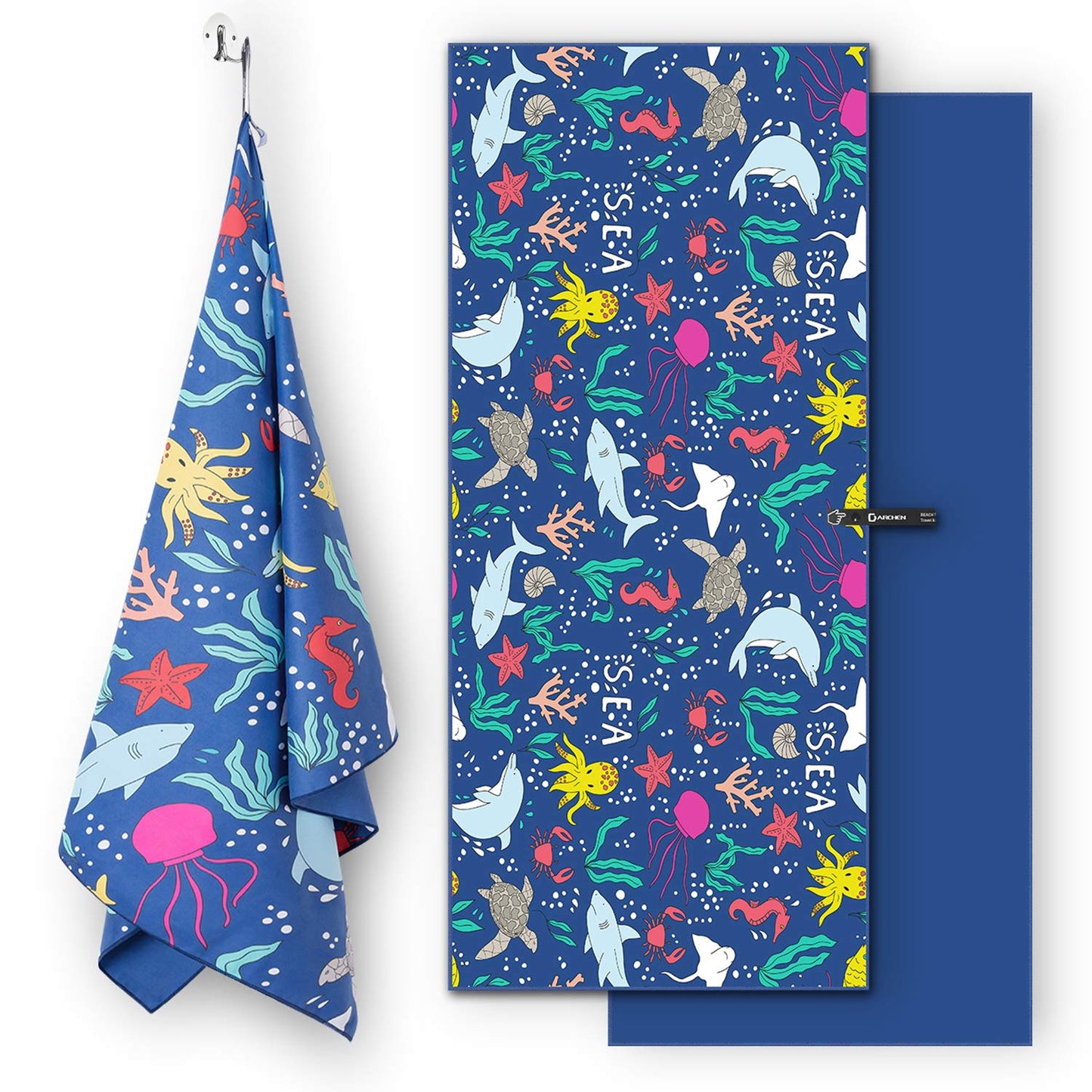 DARCHEN Microfiber Beach Towels Oversize Quick Dry Towel[1 or 4 Pack] Travel Swimming ([1 Pack] - Kids Ocean Mystery, Large - 160 x 80 CM)