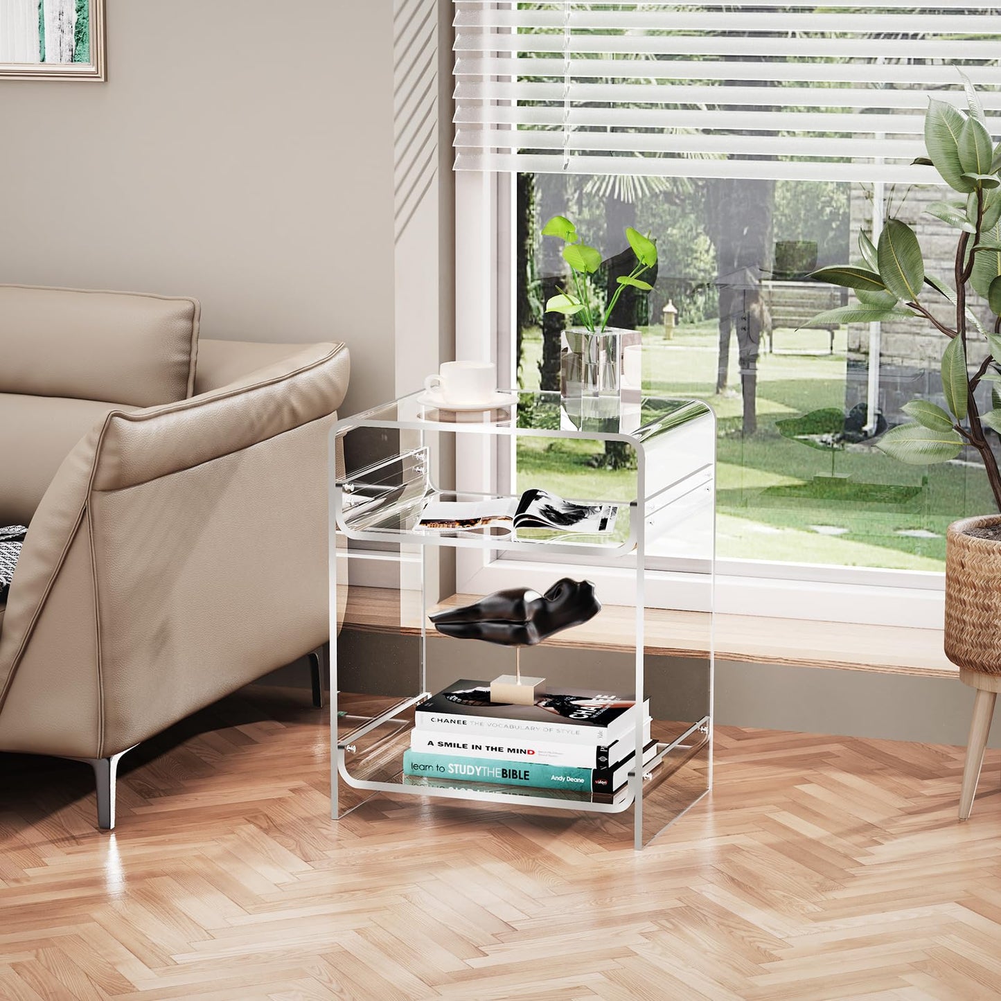 solaround Acrylic Side Table, 45 x 30 x 58 cm, Clear