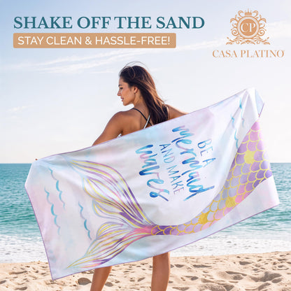 Casa Platino Extra Large Microfiber Beach Towels (2-Pack, 71"x32") – Quick-Dry, Sand-Free, Lightweight & Oversized