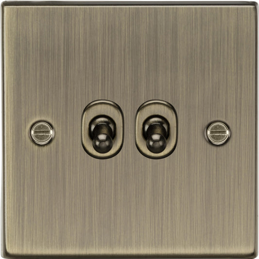 10AX 2G 2 Way Toggle Switch - Square Edge Antique Brass