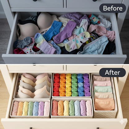 Qoolish Drawer Organiser Set of 6 Sturdy Draw Organizer to sort Your bedroom, Wardrobe and Drawer