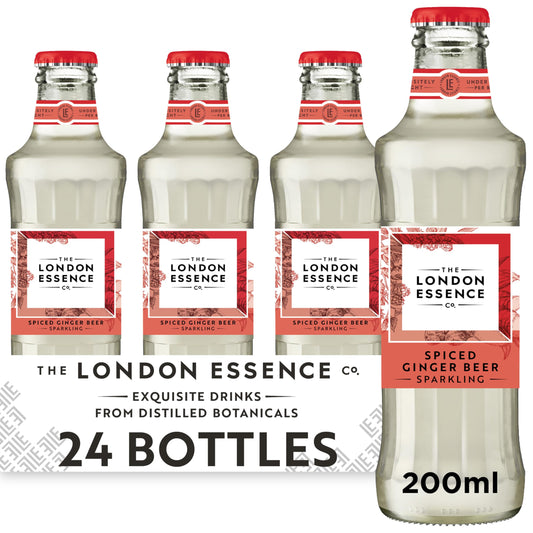 The London Essence Co. Ginger Beer, Premium Cocktail Mixer, 200ml, Pack of 24 bottles, No Artificial Colours Preservatives or flavours, Low Calorie