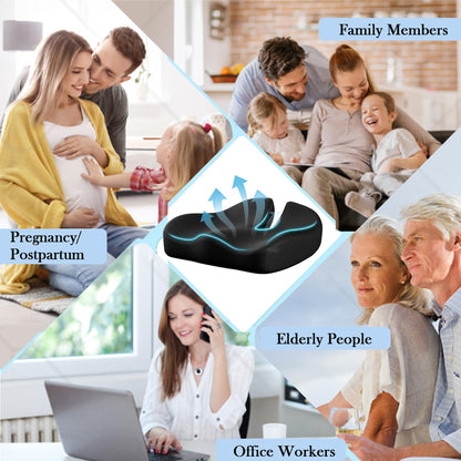 AmzDaKai Coccyx Cushion for Tailbone Pain & Sciatica Relief, Memory Foam Seat Cushion with W-Shape Design, Non-Slip Office Chair & Car Cushion
