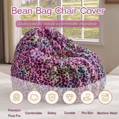 Fluffy Faux Rabbit Fur Bean Bag Chair Cover(No Filler),Cozy Shaggy Bubble Stuffed Animal Storage Large Bean Bag Cover for Bedroom Living Room,Fuzzy