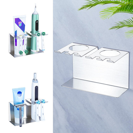 WAYASI Electric Toothbrush Head Holder, Stainless Steel Electric Toothbrush Holder Wall Mounted Non Screw or Desktop Tooth Brush Head Holder,