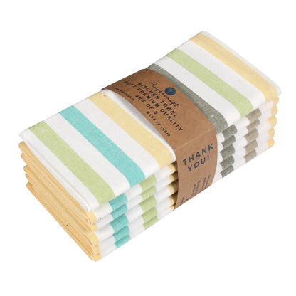 FINGERCRAFT Kitchen Dish Towels, 100% Natural Cotton, Set of 6 Multi-Purpose Kitchen Towels, Very Soft, Highly Absorbent