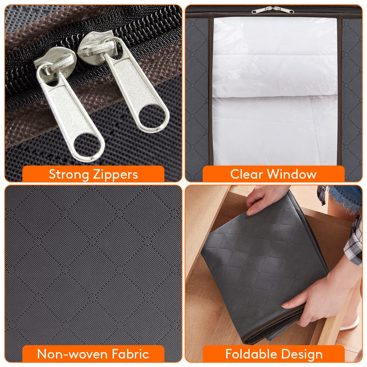 Lifewit 95L Clothes Storage Bags, Foldable Storage Box Moving Bags Wardrobe Storage Organiser Packing Boxes for Moving House with Clear Window for